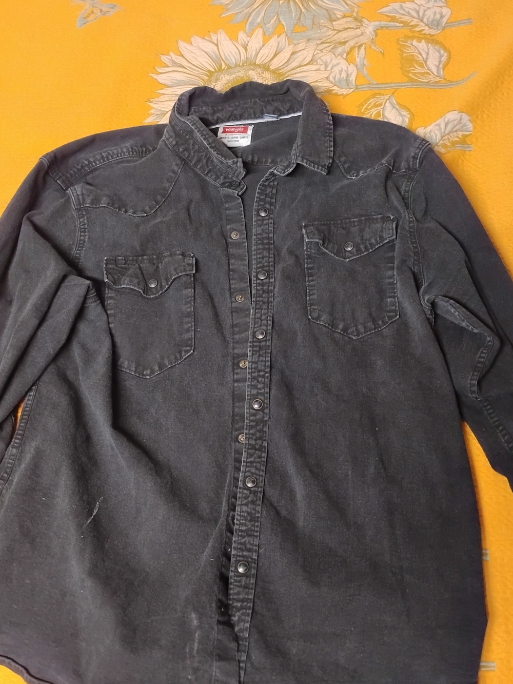Wrangler Black Denim Snap-Front Western Shirt